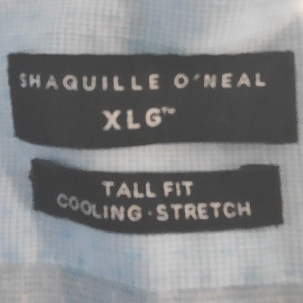 Shaquille O'Neal Dress Shirt XLG Tall Cooling Stretch Blue Micro Pattern XL G - Picture 5 of 12